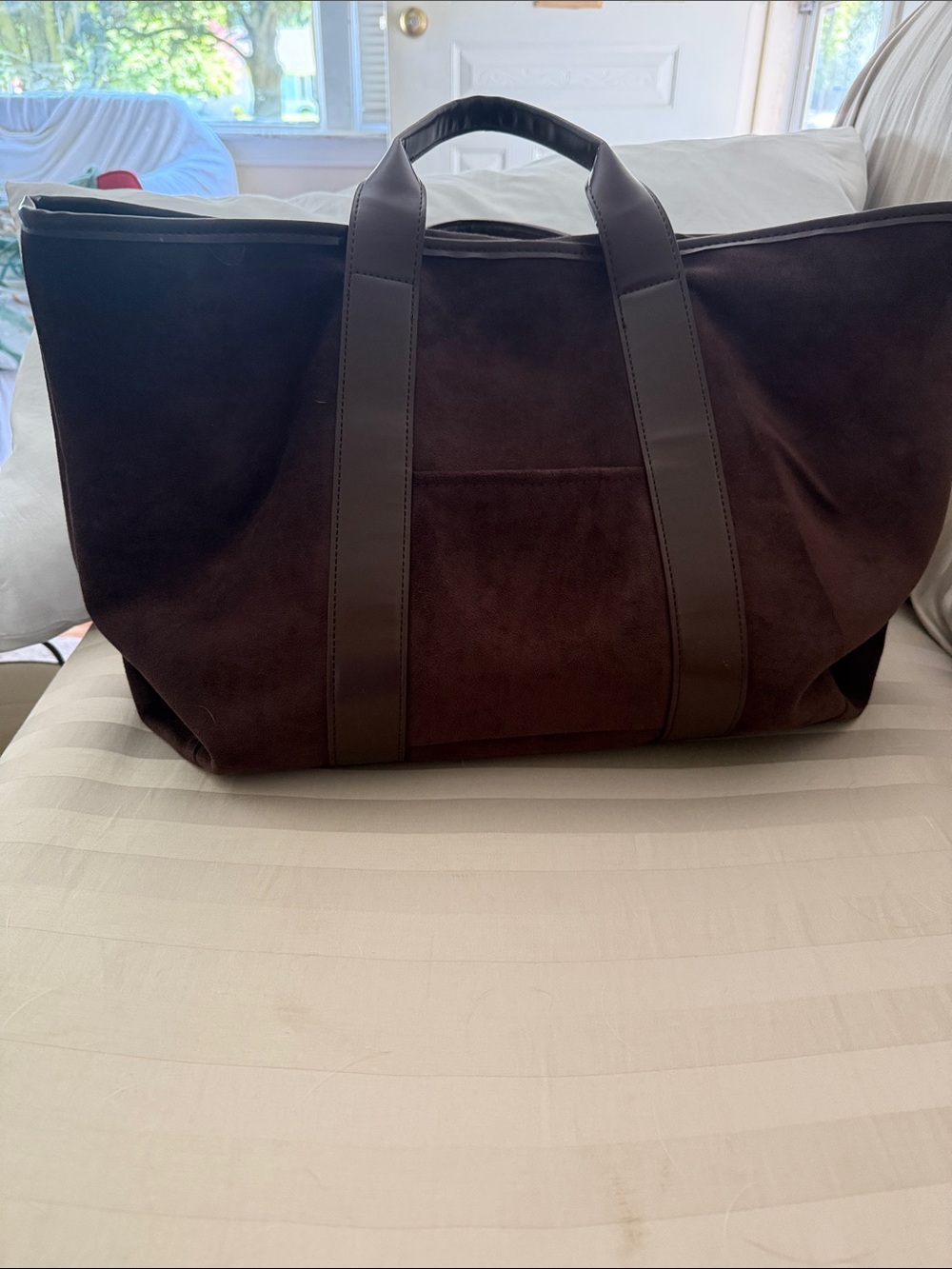 Brown Suede Weekend Tote Bag - woman